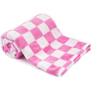 Plush Baby Blanket Boys Girls Fleece Chenille Checkered Soft Cozy Infant Newborn